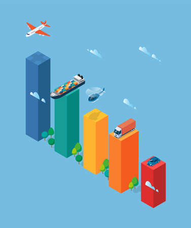 Rating of transpotation bar chart infographic. Vector illustration