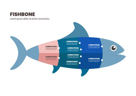 Fishbone chart concept infographic. Business concept vector illustrationのイラスト素材