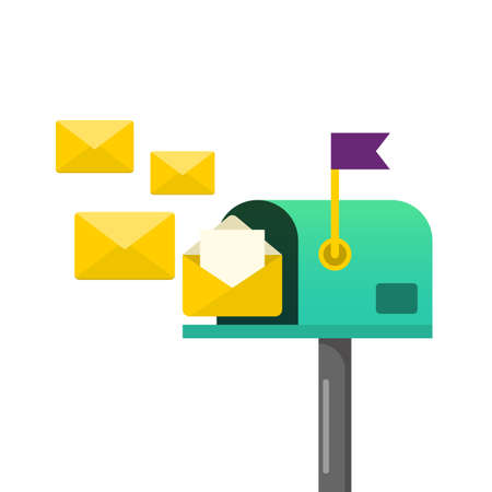 Mailbox post full of letters. Vector illustrationのイラスト素材