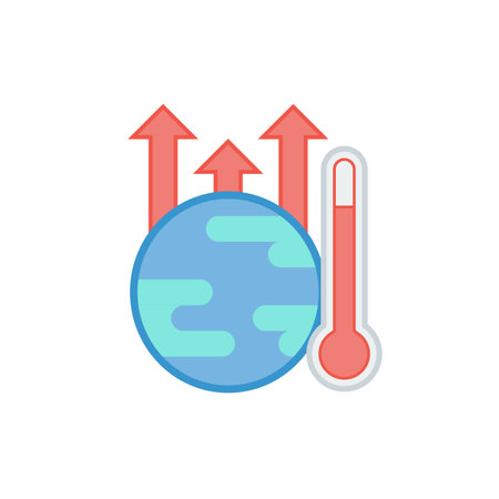Global temperature rise icon isolated on white background. Global warming concept. Vector illustrationのイラスト素材
