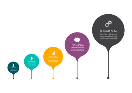 Circle infographic five steps template. Vector illustrationのイラスト素材