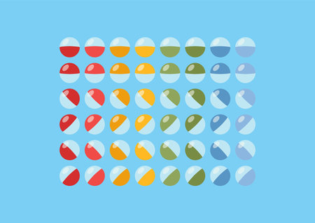 Colorful capsules from toy vending machine. Gacha Gacha Toy Capsule. Vector illustrationのイラスト素材