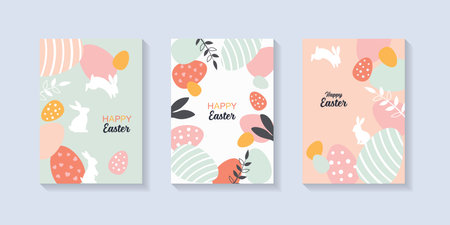 Easter greeting cards collection. Banner set. Vector illustrationのイラスト素材