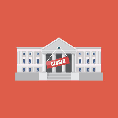 Closed Bank icon. Financial crisis vector illustration.のイラスト素材