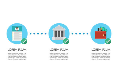 Financial services payment processing infographic. Banking operations. Vector illustrationのイラスト素材