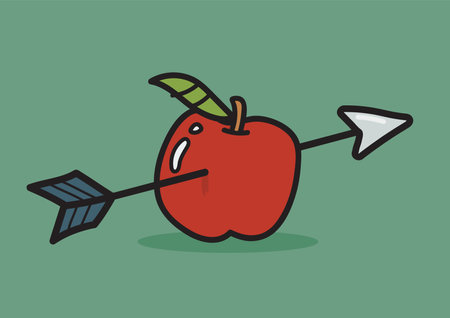 Apple with arrow doodle style. Vector Illustrationのイラスト素材