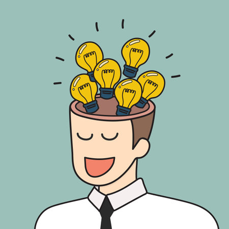 Bright idea from businessman head doodle style. Vector illustrationのイラスト素材