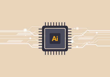 AI chip cpu icon design. AI processor icon. AI artificial intelligence chip. AI processor icon logo design. Artificial Intelligence. Vector illustrationのイラスト素材