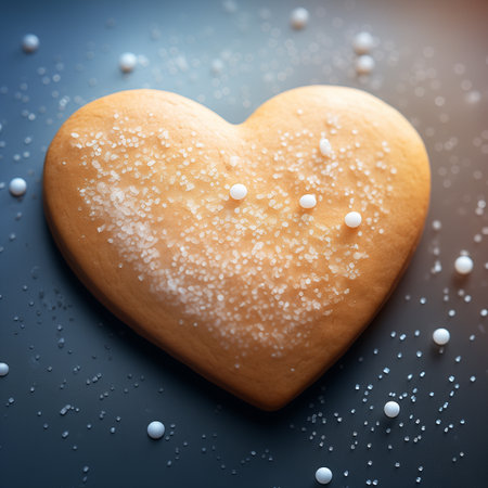 Tasty heart shaped cookie. Valentines day concept by Generative Aiの素材