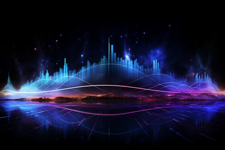 wave and wireless signal big data network concept by Generative Aiの素材