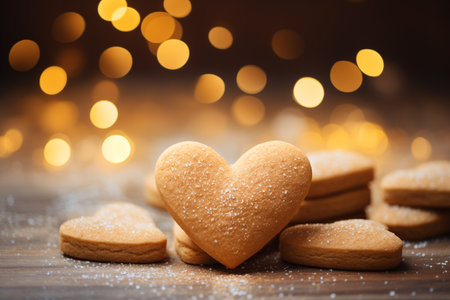 Tasty heart shaped cookies. Valentines day concept by Generative Aiの素材
