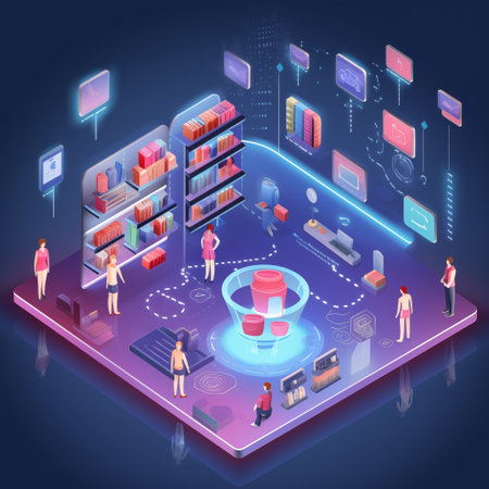 Online shopping, isometric concept illustration. Online store. shopping cart with bags. By Generative Aiの素材