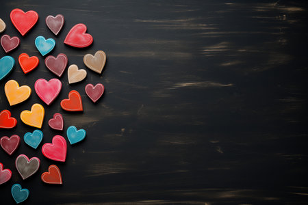 Blackboard with hearts and copyspace by Generative Aiの素材
