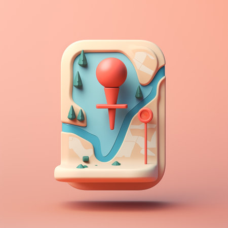 3D Map pins, GPS, navigator pin checking points. By generative Aiの素材