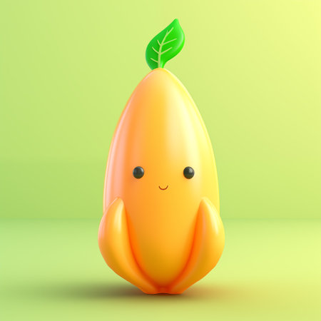 Cute smiling fruit character. 3d illustration by generative Aiの素材