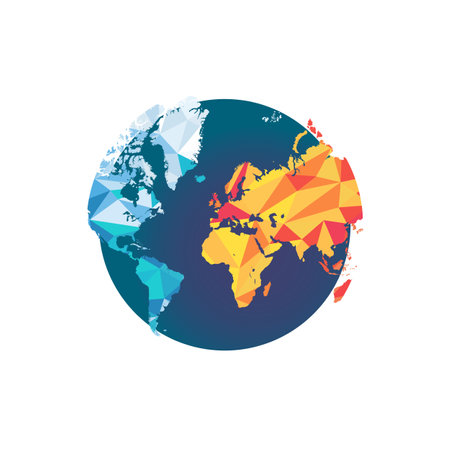 Vector design of polygon globe isolated on white background. Vector illustrationのイラスト素材