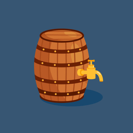 Wooden beer barrel cartoon. Vector illustrationのイラスト素材