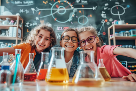 Pupils is studying chemistry making science experiment in chemistry class. Study science at school. By generative Aiの素材