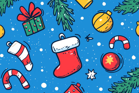 Hand Drawn Christmas Doodle. festive symbols and design elements. By generative Aiの素材