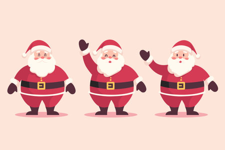 Happy Santa claus cute cartoon character set. Cartoon character. Vector illustrationのイラスト素材