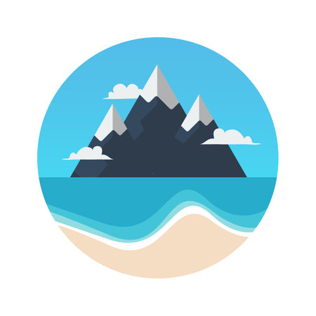 Mountain and the beach logo. Vector illustrationのイラスト素材