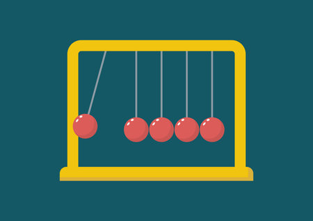 Balls pendulum. Start-up concept. Balancing Balls Newtons Cradle. Vector illustration