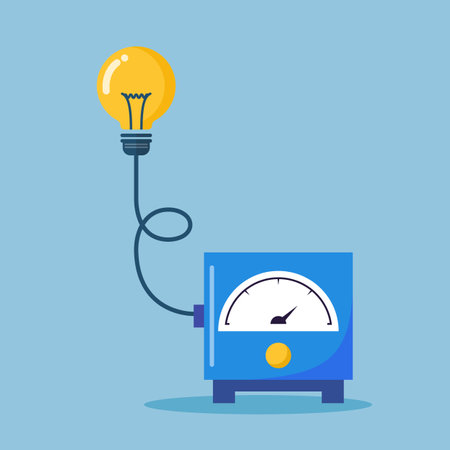 Electric generator with lightbulb illustration. Flat style vectorのイラスト素材