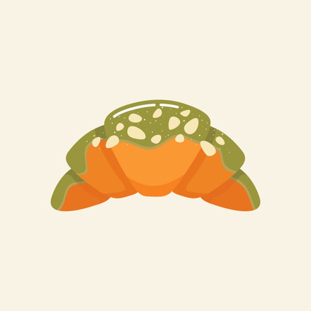 Almond matcha croissant. vector illustrationのイラスト素材