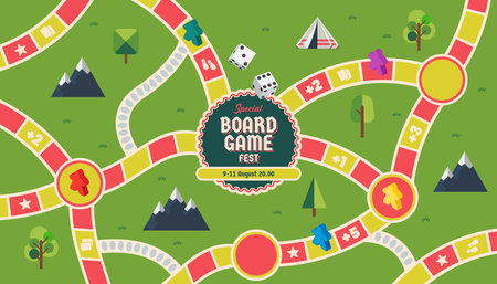 Board game festival poster banner. Vintage style vector illustrationのイラスト素材