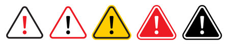 Risk icon. Danger warning alert triangle attention sign. Caution vector symbol. Exclamation mark. Security threat or Failure sign. Mistake icon.のイラスト素材