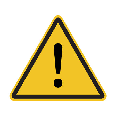 Caution sign. yellow danger warning vector. attention alert symbol. triangle clipart for toxic chemicals beware. vector icon for safety advisory. general caution signs indicate precaution prevention.のイラスト素材