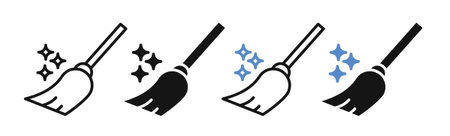 Broom iconset on white background. Eps 10 stock vectorのイラスト素材