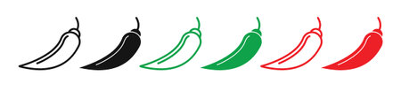 Chili iconset on white background. Eps 10 stock vectorのイラスト素材