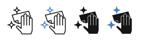 Cleaning with rag iconset on white background. Eps 10 stock vectorのイラスト素材