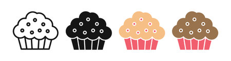 Cup Cake Iconset on white background. Eps 10 stock vectorのイラスト素材