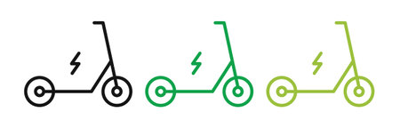 electric scooter iconset on white background. Eps 10 stock vectorのイラスト素材