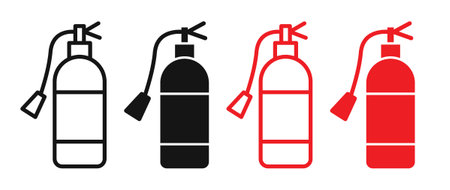 fire extinguisher icon set on white background. Eps 10 stock vectorのイラスト素材