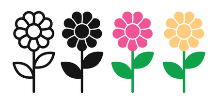 flower iconset on white background. Eps 10 stock vectorのイラスト素材