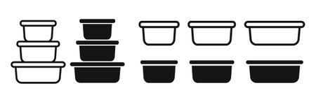 Food containers iconset on white background. Eps 10 stock vectorのイラスト素材