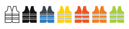 High visibility vest iconset on white background. Eps 10 stock vectorのイラスト素材