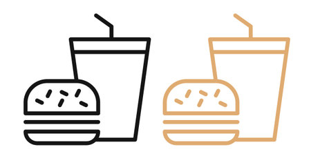 Hamburger and soft drink cup iconset on white background. Eps 10 stock vectorのイラスト素材