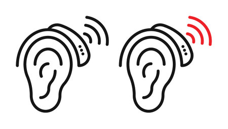 hearing aid iconset on white background. Eps 10 stock vectorのイラスト素材