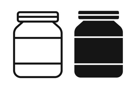 Mason jar glass container iconset on white background. Eps 10 stock vectorのイラスト素材