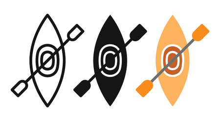 kayak with paddle iconset on white background. Eps 10 stock vectorのイラスト素材