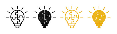 Light bulb puzzle iconset on white background. Eps 10 stock vectorのイラスト素材