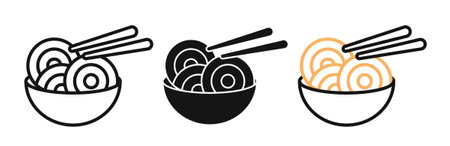 Noodles Iconset on white background. Eps 10 stock vectorのイラスト素材