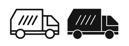 Garbage truck iconset on white background. Eps 10 stock vectorのイラスト素材