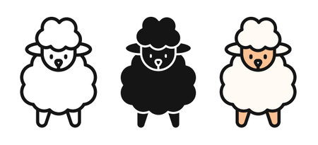 sheep iconset on white background. Eps 10 stock vectorのイラスト素材