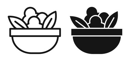Salad bowl iconset on white background. Eps 10 stock vectorのイラスト素材