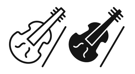 violin with bow iconset on white background. Eps 10 stock vectorのイラスト素材